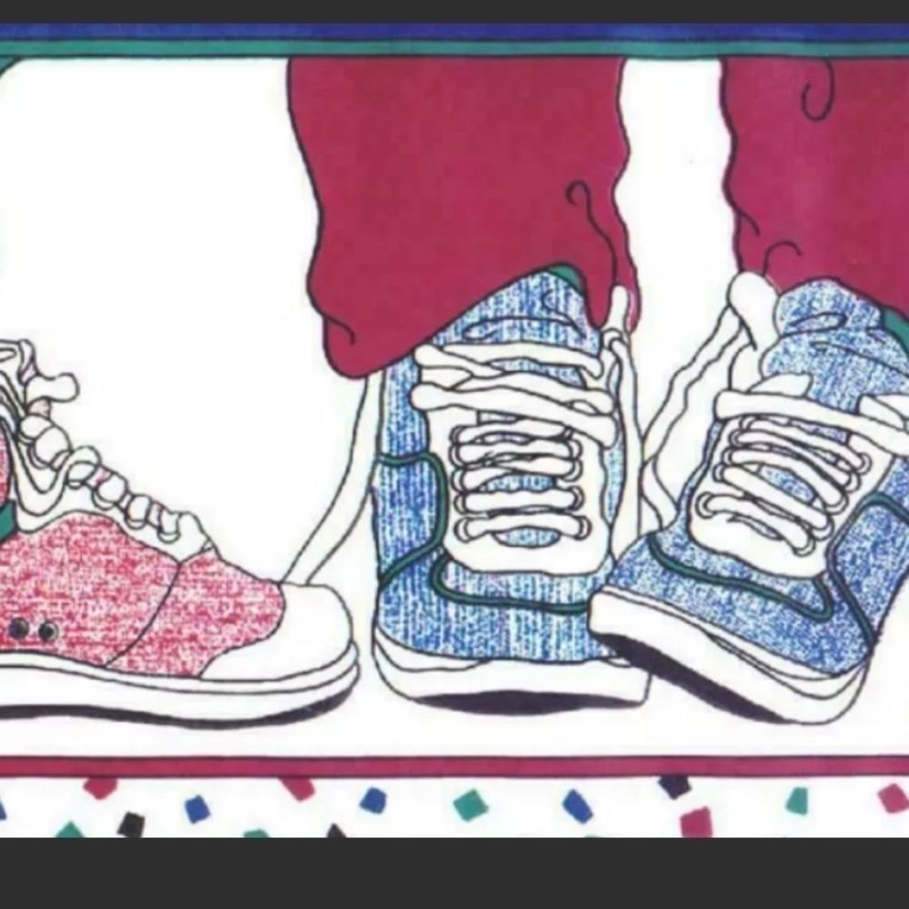 Vintage Colorful Sneakers Shoes Wallpaper Border
